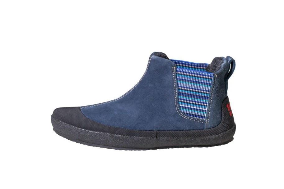 Kinder Barfussschuh Portia Blau links